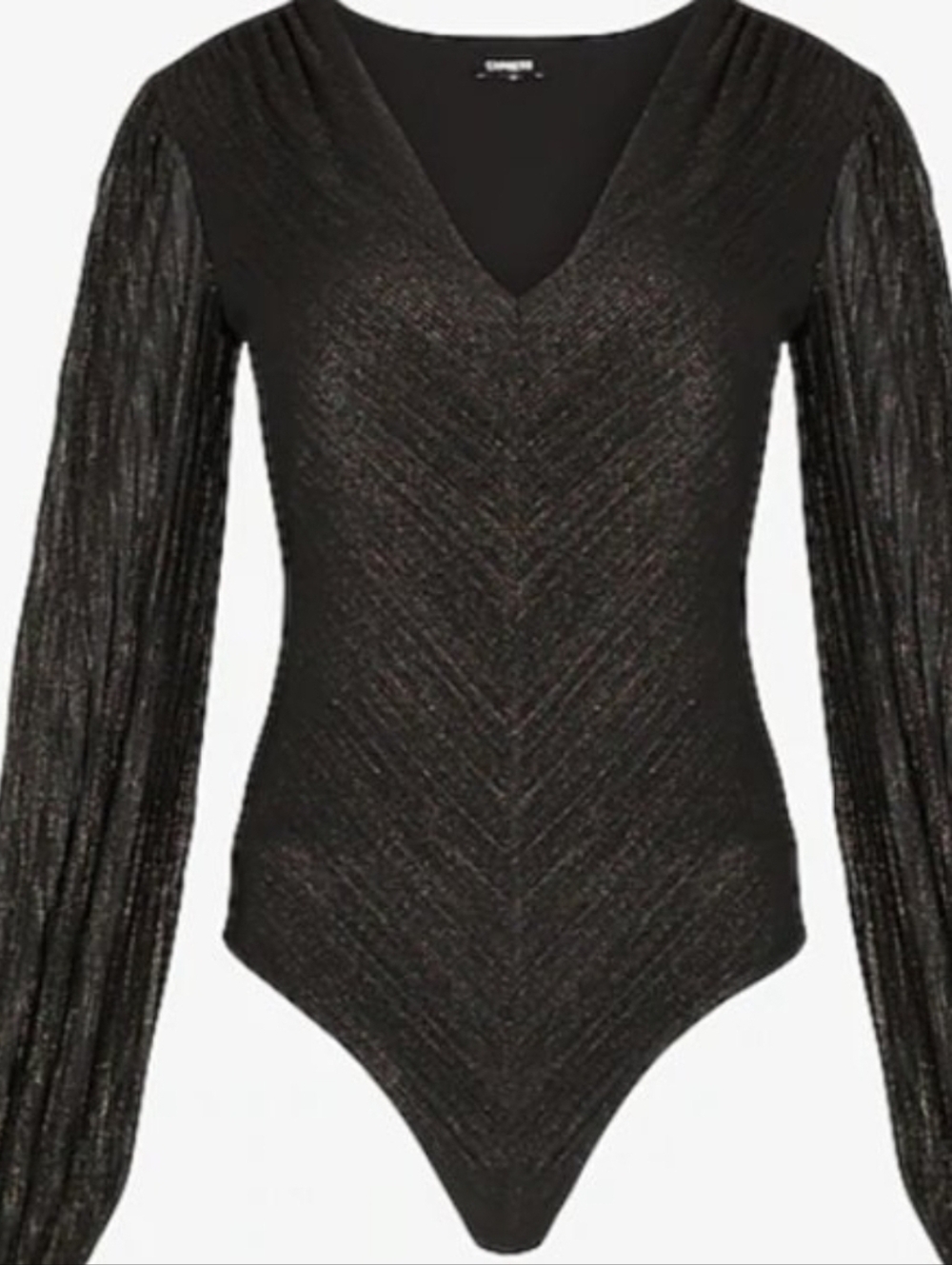 Express Metallic V-Neck Long Sleeve Bodysuit